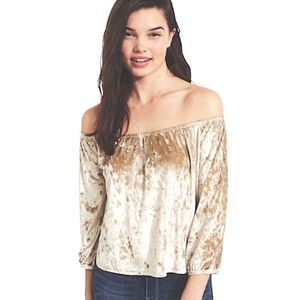 Hollister Crushed Velvet Off the Shoulder Gypsy Top sz S
